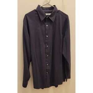 Morano Collezione Men's black extra large silk Blend button up Long Sleeve shirt